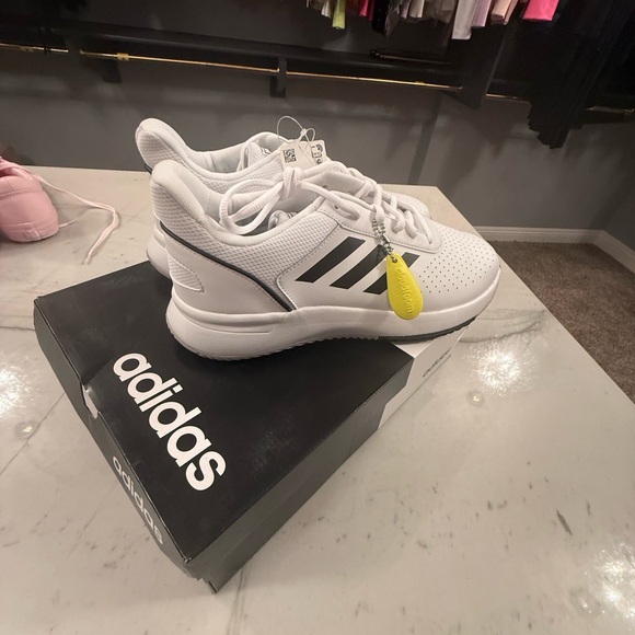 Adidas CourtSmash White and Black Tennis Shoes - Picture 3 of 8